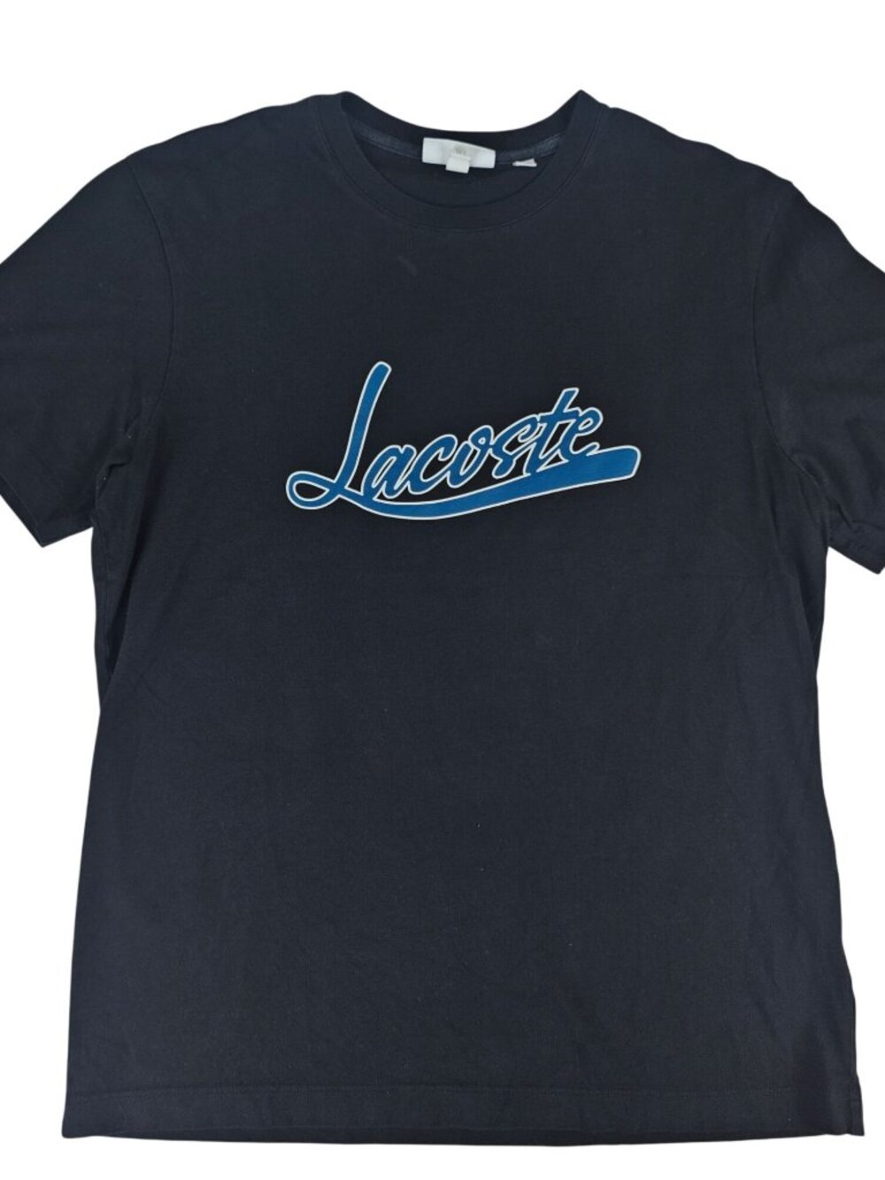 Lacoste Men's Black T-Shirt Size L Regular Fit Short Sleeve Cotton Logo Graphic
